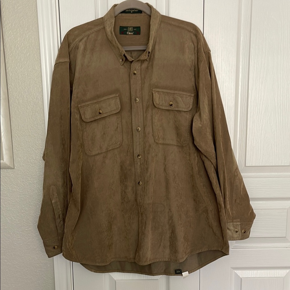 Orvis Men's Casual Button Down Shirt - Dark Green Heavy Duty Shirt